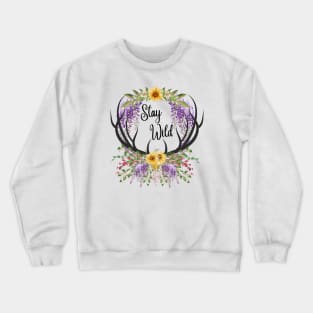 Stay Wild Whimsy Antlers Crewneck Sweatshirt